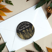 Zwart en goud bruiloft Elegant Gepersonaliseerd Ronde Sticker