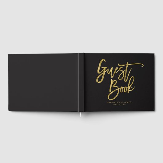 Zwart en goud bruiloft gastenboek (Volledig)