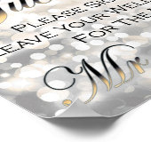 Zwart en goud bruiloft gastenboek teken poster (Hoek)