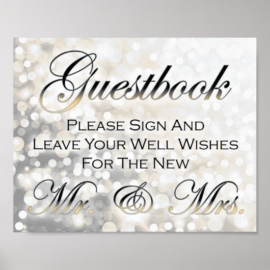 Zwart en goud bruiloft gastenboek teken poster (Voorkant)