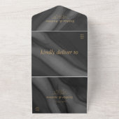 Zwart en goud bruiloft in één uitnodiging (Buitenkant)