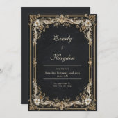 Zwart en goud  bruiloft kaart (Voorkant / Achterkant)