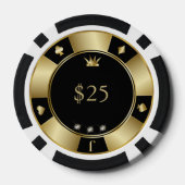 Zwart en goud bruiloft poker chips (Achterkant)