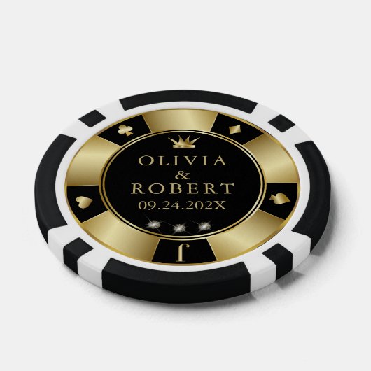 Zwart en goud bruiloft poker chips (Enkel)