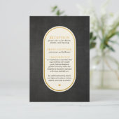Zwart en goud bruiloft receptie Kaart (Staand voorkant)