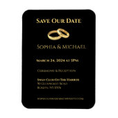 Zwart en goud-bruiloft ringen- magneet (Verticaal)