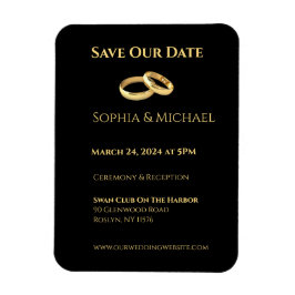 Zwart en goud-bruiloft ringen- magneet