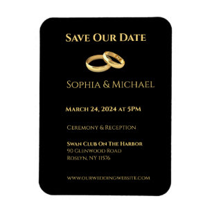 Zwart en goud-bruiloft ringen- magneet