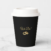 Zwart en goud-bruiloft ringen- papieren bekers (Achterkant)