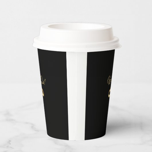 Zwart en goud-bruiloft ringen- papieren bekers (Rechts)