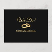 Zwart en goud-bruiloft RSVP- Uitnodiging Briefkaart (Voorkant)