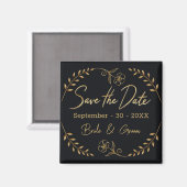 Zwart en goud bruiloft Save the Date Magneet (Voorkant / Achterkant)