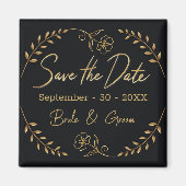 Zwart en goud bruiloft Save the Date Magneet (Voorkant)