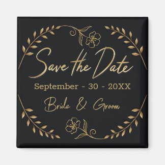 Zwart en goud bruiloft Save the Date Magneet