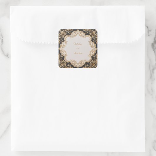 Zwart en Goud  bruiloft Sticker (Tas)