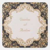 Zwart en Goud  bruiloft Sticker (Voorkant)