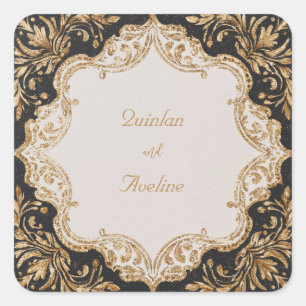 Zwart en Goud  bruiloft Sticker
