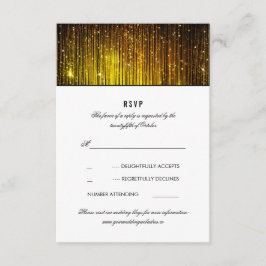 Zwart en Goud Bruiloft String Lights RSVP Kaartje