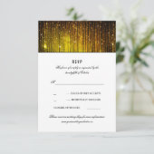 Zwart en Goud Bruiloft String Lights RSVP Kaartje (Staand voorkant)