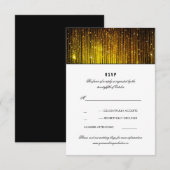 Zwart en Goud Bruiloft String Lights RSVP Kaartje (Voorkant / Achterkant)