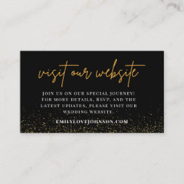 Zwart en Goud Bruiloft Website RSVP QR Code Informatiekaartje
