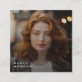 Zwart en Goud Business Logo Foto QR-code Vierkante Visitekaartje (Voorkant)