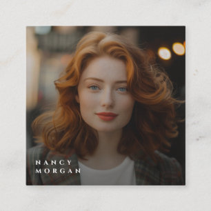 Zwart en Goud Business Logo Foto QR-code Vierkante Visitekaartje