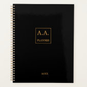 Zwart en Goud Business Logo Monogram Planner (Voorkant)