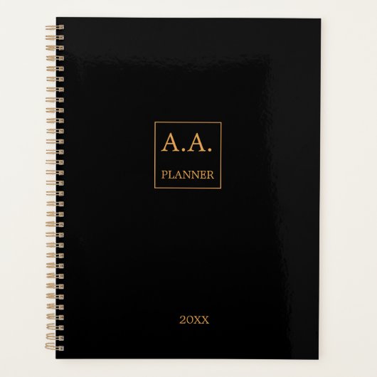 Zwart en Goud Business Logo Monogram Planner (Voorkant)