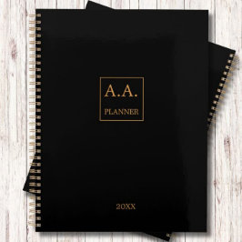 Zwart en Goud Business Logo Monogram Planner