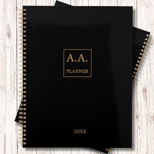 Zwart en Goud Business Logo Monogram Planner