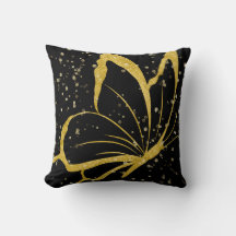 Zwart en goud Butterfly Sparkle Pillow