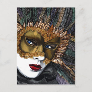 Zwart en Goud Carnaval Mask van PSOVART Briefkaart