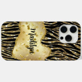 Zwart en goud Case-Mate iPhone case (Achterkant (horizontaal))
