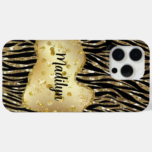 Zwart en goud Case-Mate iPhone case (Achterkant (horizontaal))