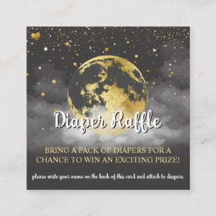 Zwart en Goud Celestial Baby shower Luier Raffle Informatiekaartje