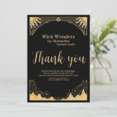 Zwart en Goud Celestial Candle Bedankkaart (Staand voorkant)