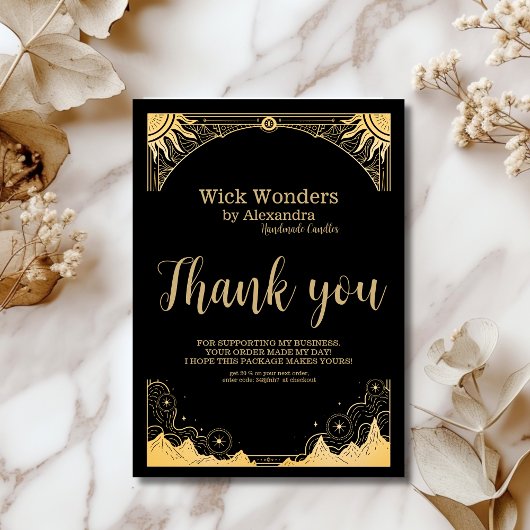 Zwart en Goud Celestial Candle Bedankkaart