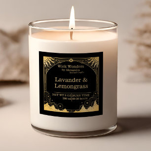 Zwart en Goud Celestial Candle Vierkante Sticker