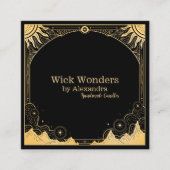 Zwart en Goud Celestial Candle Vierkante Visitekaartje (Voorkant)