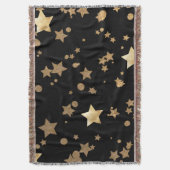 Zwart en Goud Celestial Stars en Polka Dots Deken (Voorkant Verticaal)