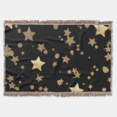 Zwart en Goud Celestial Stars en Polka Dots Deken (Voorkant)