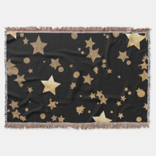 Zwart en Goud Celestial Stars en Polka Dots Deken