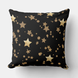Zwart en Goud Celestial Stars en Polka Dots Kussen