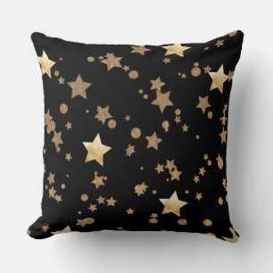 Zwart en Goud Celestial Stars en Polka Dots Kussen