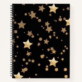 Zwart en Goud Celestial Stars en Polka Dots Notitieboek