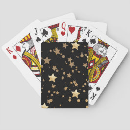 Zwart en Goud Celestial Stars en Polka Dots Pokerkaarten
