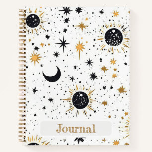 Zwart en Goud Celestial Sun Moon Stars Journal Notitieboek