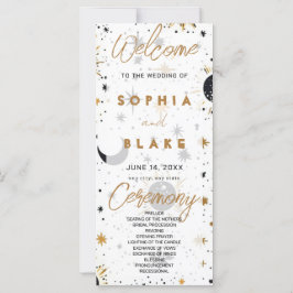 Zwart en Goud Celestial Wedding Program