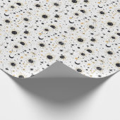 Zwart en Goud Celestial Zon Maan Sterren Cadeaupapier (Hoek)